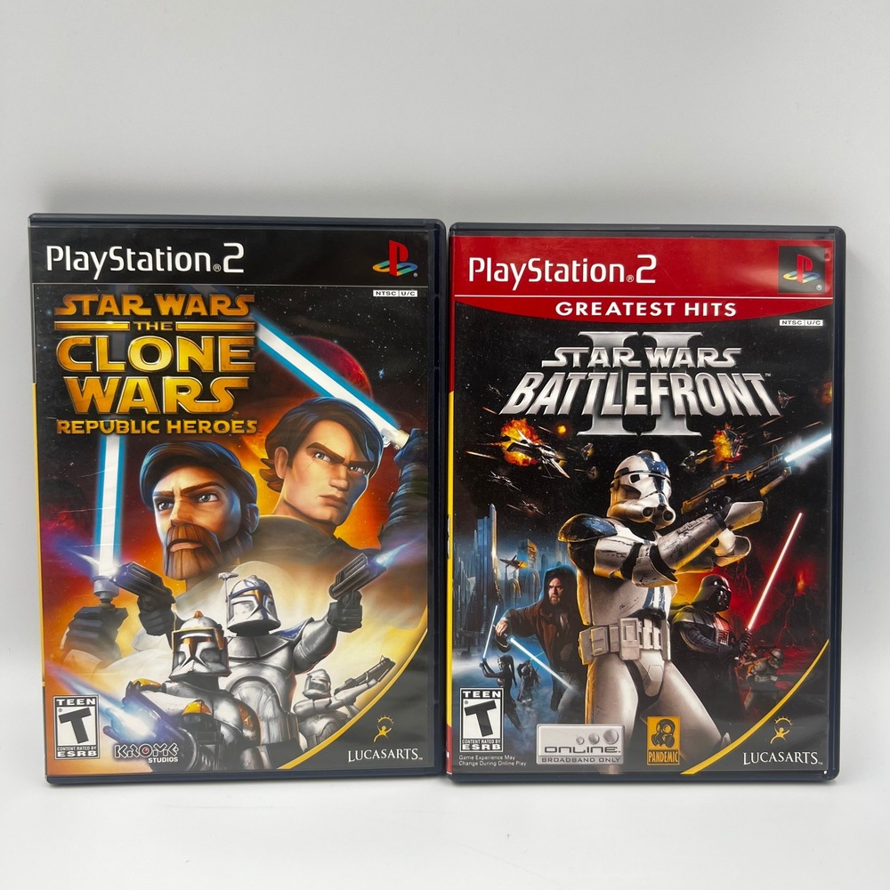 Star Wars Battlefront II & Republic Heroes PS2 Game Bundle CIB PlayStation 2